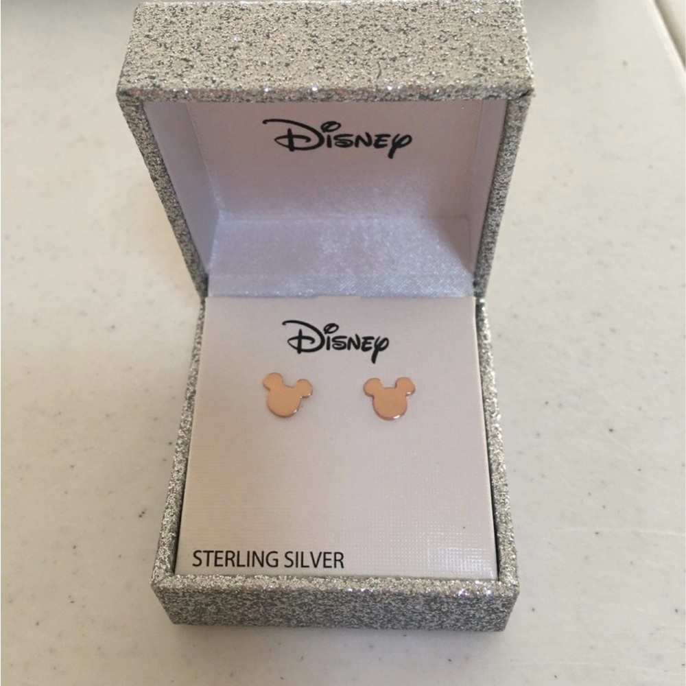 EUC Disney Mickey Mouse 18k Rose Gold-Plated Sterling Silver Stud Earrings